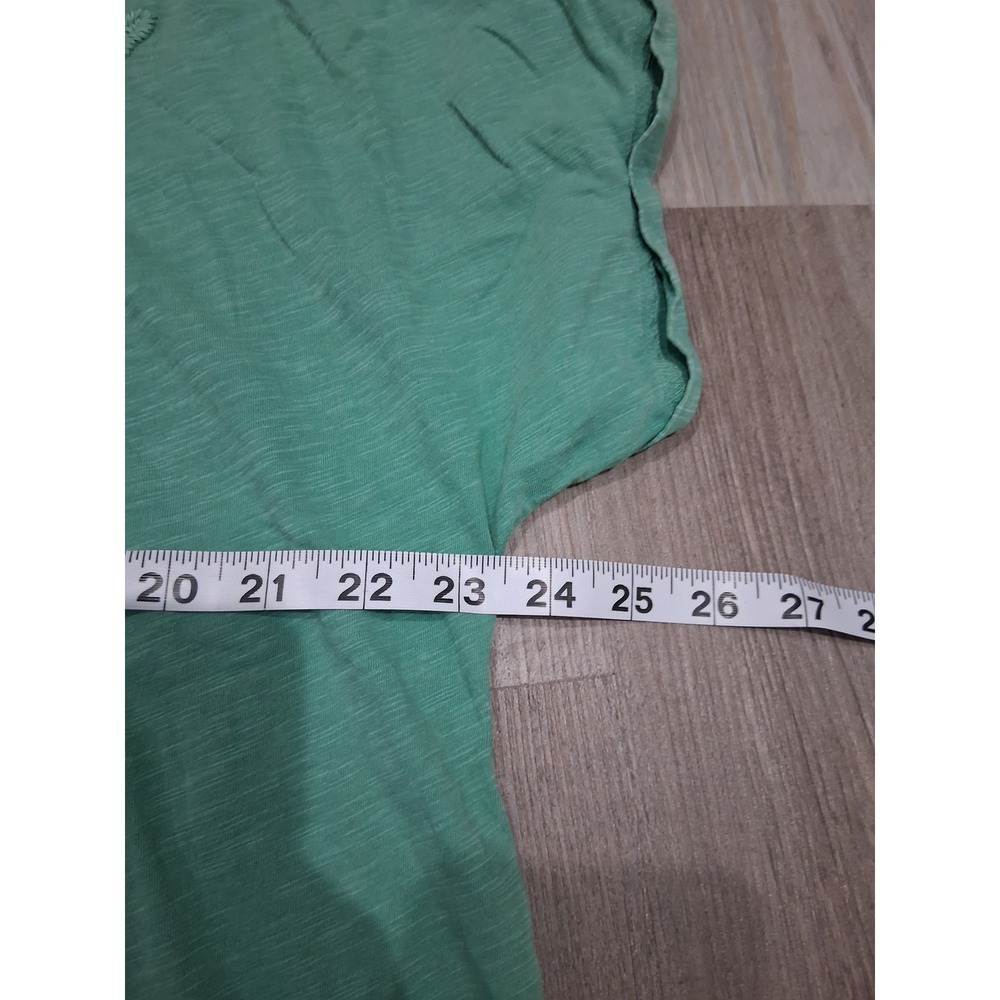 Knox Rose Womens XL Green Slub Knit Floral Embroidered Short Sleeve T-Shirt - Picture 4 of 5